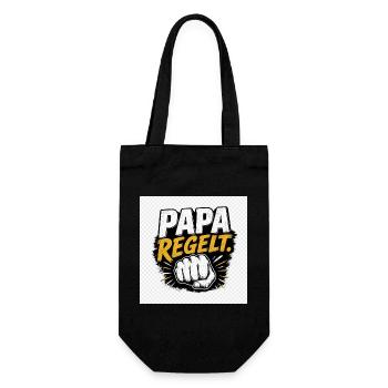 Papa regelt Kraftvoller Comicstil - Geschenkbeutel für Flaschen - Schwarz - Vorne