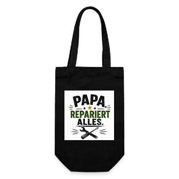 Papa repariert alles - Geschenkbeutel für Flaschen - Schwarz - Vorne