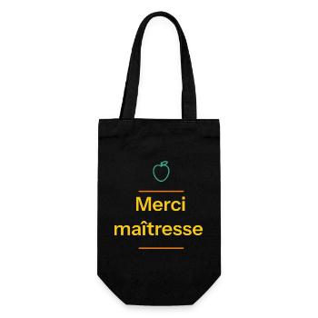 Merci maîtresse – design scolaire - Sac à bouteille - noir - Devant