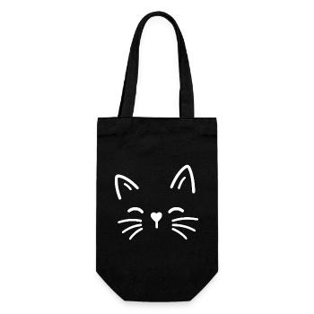 Cute cat with heart nose - Gift Bag for Bottles - black - Front