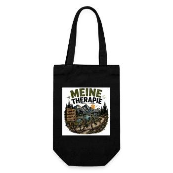 Meine Therapie: Bergbike Auszeit - Geschenkbeutel für Flaschen - Schwarz - Vorne