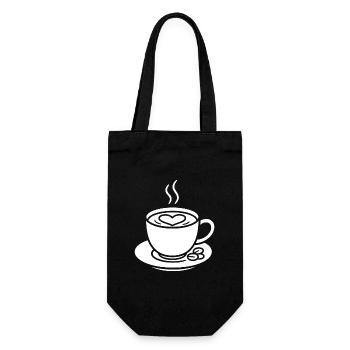 Coffee cup with heart for connoisseurs - Gift Bag for Bottles - black - Front