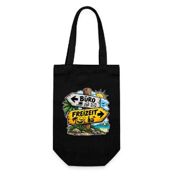 Büro vs Freizeit Schild - Geschenkbeutel für Flaschen - Schwarz - Vorne