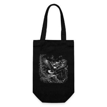 Flying bald eagle with mountain landscape - Gift Bag for Bottles - black - Front