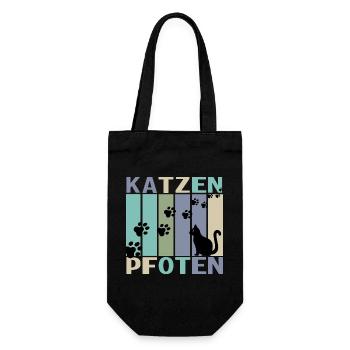 Katzen Pfoten Retro Design - Geschenkbeutel für Flaschen - Schwarz - Vorne