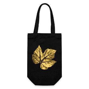 Weinblatt / Botanik & Natur Design - Geschenkbeutel für Flaschen - Schwarz - Vorne