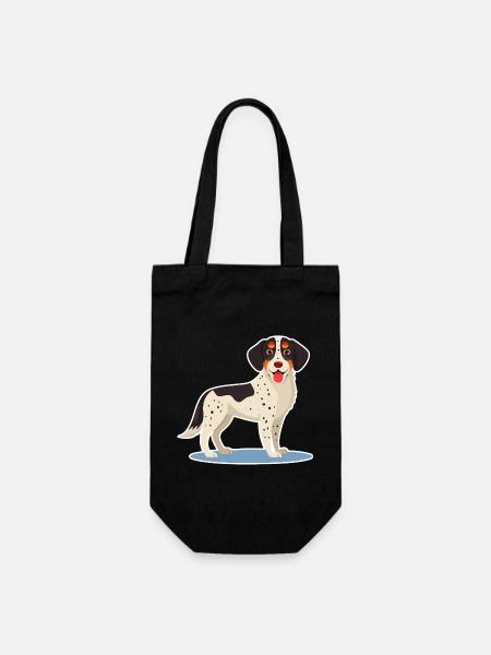 Dreifarbiger Hund (Tupfen im Fell) - Geschenkbeutel für Flaschen - Schwarz