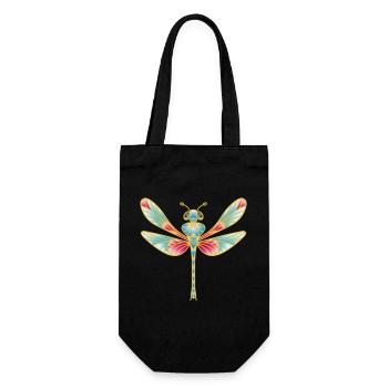 Magische Libelle im Buntglas-Stil - Geschenkbeutel für Flaschen - Schwarz - Vorne