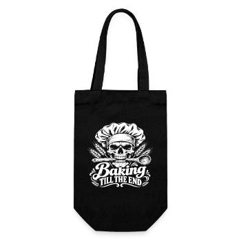 Baking Till The End Skull Bäcker - Geschenkbeutel für Flaschen - Schwarz - Vorne