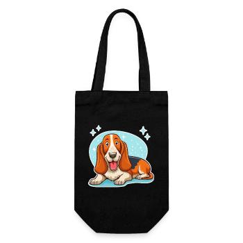 Basset Hound (hellblaue Sterne) - Geschenkbeutel für Flaschen - Schwarz - Vorne