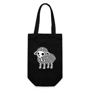 Süßes Skelett Schaf Lamm Bauernhof Cartoon Shirt - Geschenkbeutel für Flaschen - Schwarz - Vorne
