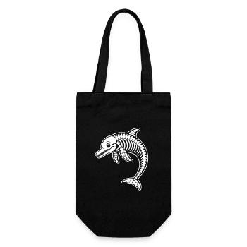 Süßes Skelett Delphin Fisch Meer Cartoon Shirt - Geschenkbeutel für Flaschen - Schwarz - Vorne
