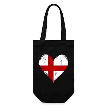 England Herzflagge Grunge - Geschenkbeutel für Flaschen - Schwarz - Vorne