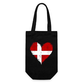 Dänemark Herzflagge Grunge - Geschenkbeutel für Flaschen - Schwarz - Vorne