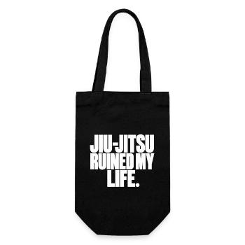 NoBS Grappling – Jiu-Jitsu Ruined My Life - Geschenkbeutel für Flaschen - Schwarz - Vorne