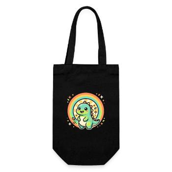 Süßer Dino Regenbogen Glow - Geschenkbeutel für Flaschen - Schwarz - Vorne