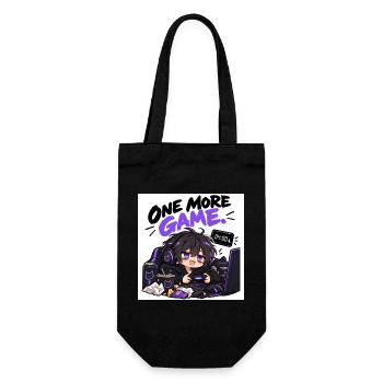 One More Game: Chibi Gamer Stil - Geschenkbeutel für Flaschen - Schwarz - Vorne
