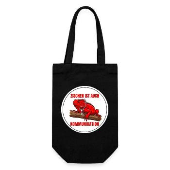 Reptilienarzt Leguan Motiv Zischen Kommunikation - Geschenkbeutel für Flaschen - Schwarz - Vorne