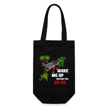 Wake me up before you Ho Ho - Weihnachtsfaultier - Geschenkbeutel für Flaschen - Schwarz - Vorne