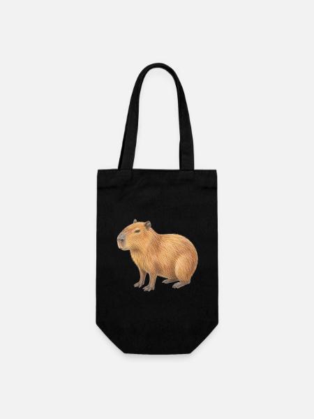 Capybara-Tierzeichnung mit Buntstiften - Geschenkbeutel für Flaschen - Schwarz