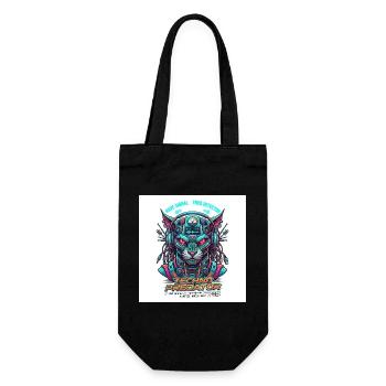 Techno Predator // Rave Cyberpunk Panther - Geschenkbeutel für Flaschen - Schwarz - Vorne