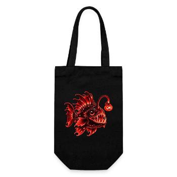 Roter biolumineszenter Laternenfisch - Geschenkbeutel für Flaschen - Schwarz - Vorne