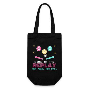 Ring In the Replay Neujahr Flipperhalle - Geschenkbeutel für Flaschen - Schwarz - Vorne