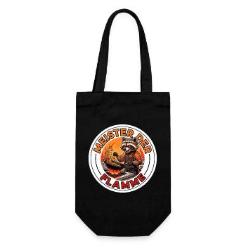 Asiatische Streetfood Wok Küche Meister Motiv - Geschenkbeutel für Flaschen - Schwarz - Vorne