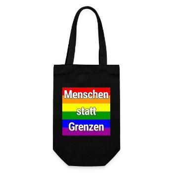 MENSCHEN STATT GRENZEN REGENBOGEN STATEMENT - Geschenkbeutel für Flaschen - Schwarz - Vorne