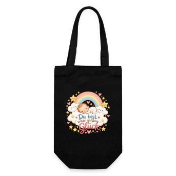 Unser größtes Glück – Baby Regenbogen - Geschenkbeutel für Flaschen - Schwarz - Vorne