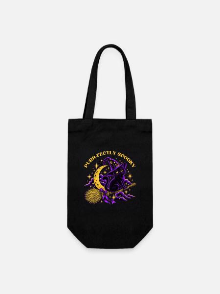 Schnurr-fekt Spooky Black Cat Halloween - Geschenkbeutel für Flaschen - Schwarz