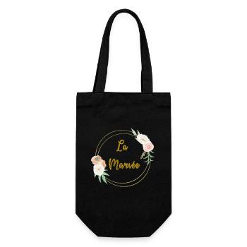 the gold bride and flowers - Gift Bag for Bottles - black - Front