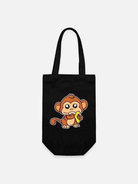 Äffchen-Mahlzeit - Geschenkbeutel für Flaschen - Schwarz
