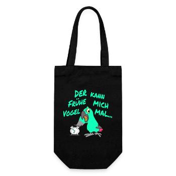 Der Frühe Vogel kann mich mal !!! - Geschenkbeutel für Flaschen - Schwarz - Vorne