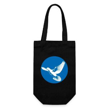 Colombe blanche brillante de paix dans un cercle bleu - Sac à bouteille - noir - Devant