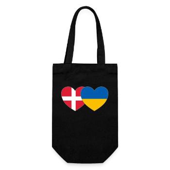 Danemark Ukraine Flag Heart - Sac à bouteille - noir - Devant