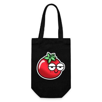 Tomate mit Gesicht - Geschenkbeutel für Flaschen - Schwarz - Vorne