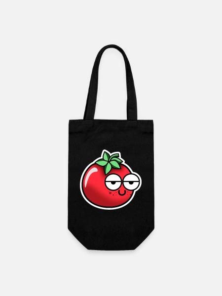 Tomate mit Gesicht - Geschenkbeutel für Flaschen - Schwarz