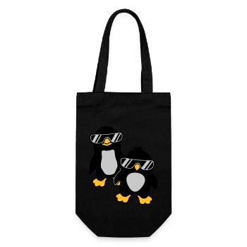 Pinguine Crew 2 Freunde - Geschenkbeutel für Flaschen - Schwarz - Vorne