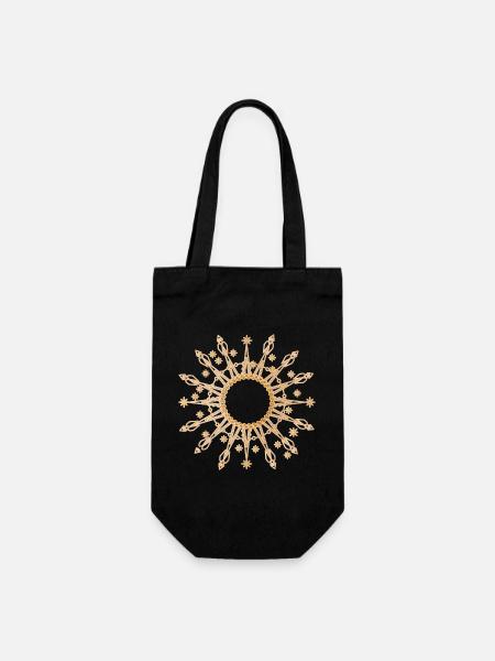 Étoile dorée radieuse comme cadre - Sac à bouteille - noir
