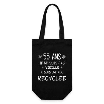 55 ans, anniversaire 55 ans, ado recyclée - Sac à bouteille - noir - Devant