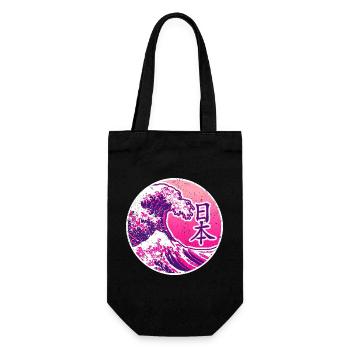 Japan in Kanji | Pink mit Welle - Geschenkbeutel für Flaschen - Schwarz - Vorne