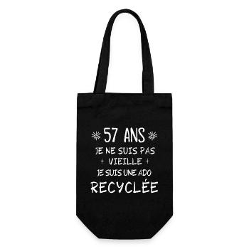 ado recyclée, anniversaire 57 ans, j'ai 57 ans - Sac à bouteille - noir - Devant