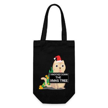 falscher Weihnachtskatzen-Weihnachtsbaum - Geschenkbeutel für Flaschen - Schwarz - Vorne