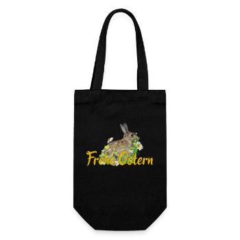 Frohe Ostern Osterhase - Geschenkbeutel für Flaschen - Schwarz - Vorne