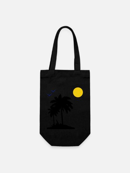 Palmen - Geschenkbeutel für Flaschen - Schwarz
