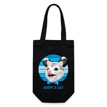 Funny opossum. Adopt a cat - Gift Bag for Bottles - black - Front