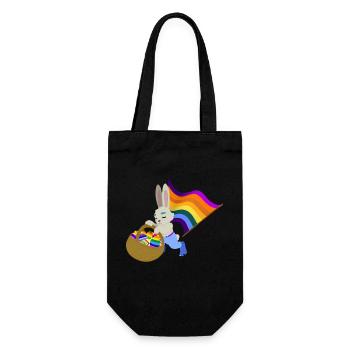 Ein Pride Hase Sammelt seine Ostereier - Geschenkbeutel für Flaschen - Schwarz - Vorne