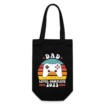 Papa-Level abgeschlossen 2023 Papa 2023 - Geschenkbeutel für Flaschen - Schwarz - Vorne