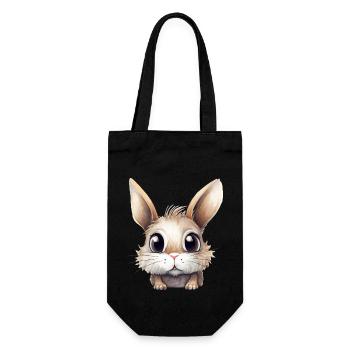 Rabbit Watercolor Drawing - Gift Bag for Bottles - black - Front